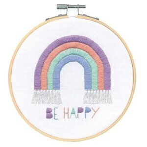 Dimensions Embroidery Kit Rainbow Be Happy Arts Crafts DIY NEW 6" Hoop